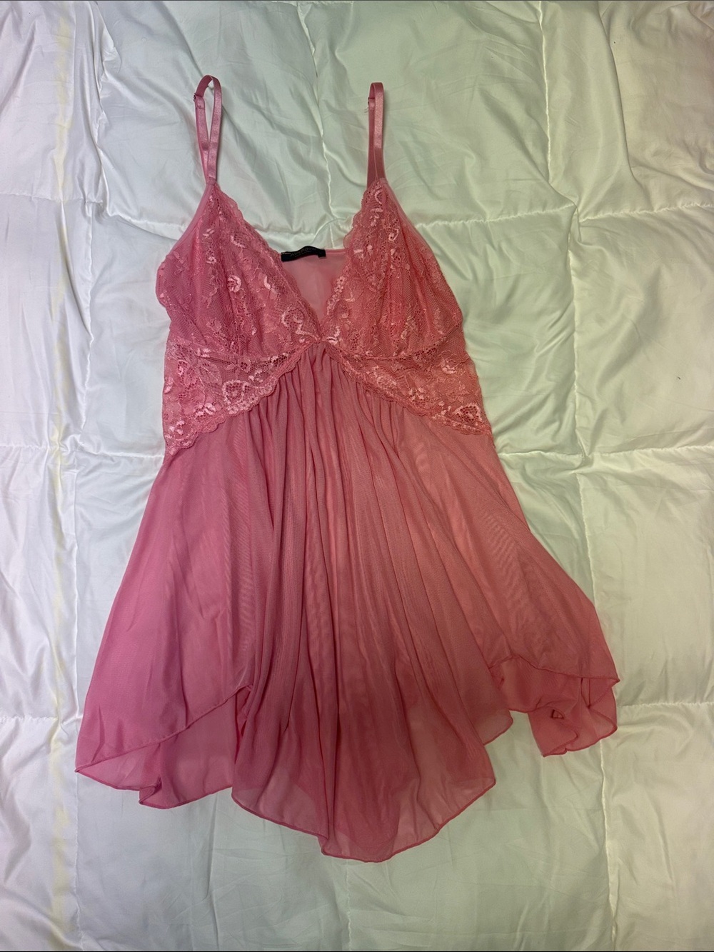 Pink Lace & Chiffon Chemise Nightdress
